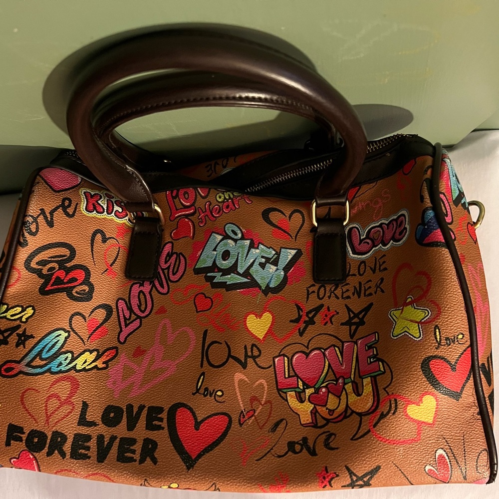 Graffiti Heart-Love print purse by Mezon Handbags